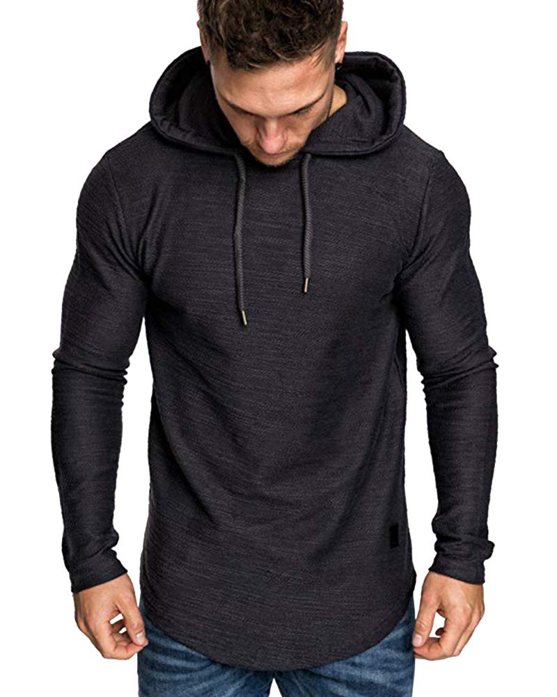 lexiart Mens Fashion Athletic Hoodies Sport Sweatshirt Solid Color Fleece Pullover black 3XL - Image 3